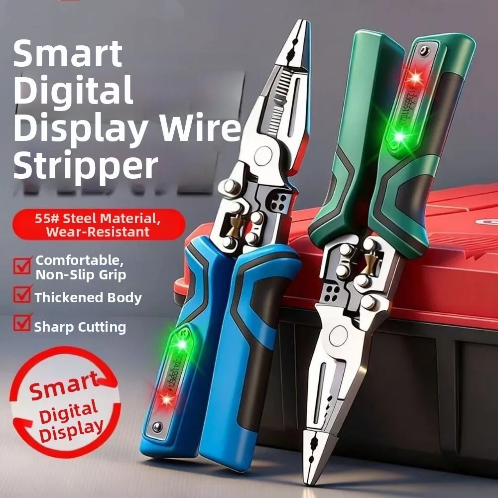 Multifunctional Wire Stripping Pliers Peeling And Crimping Cables Crimping Wire Stripper Non-slip Handle Digital Display