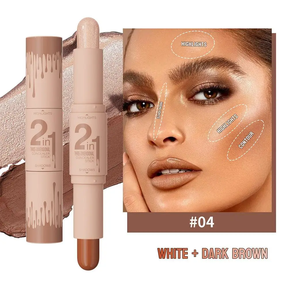 2 warna Makeup profesional Wonder Stick tahan air membentuk pena Shadow modifikasi Concealer multi-fungsi Highlighter wajah T1N7