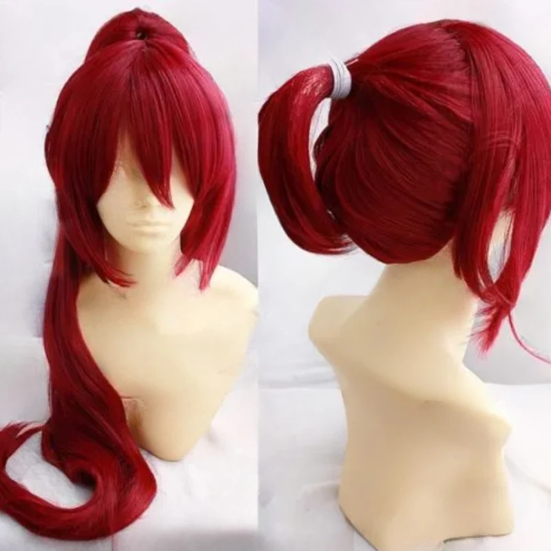 free shipping HOT Puella Magi Madoka Magica Kyoko Sakura Long red Straight Cosplay Wig clip ponytail