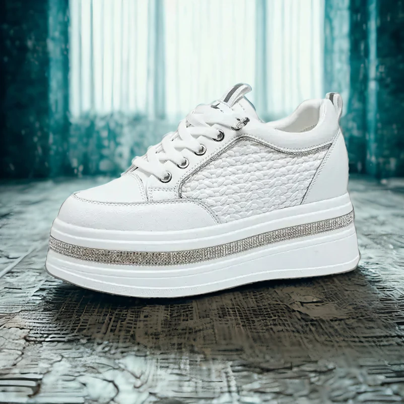 

Koznoy 7,5 см прогулочная обувь из натуральной кожи, белые туфли, женская повседневная обувь, белые кроссовки на платформе для женщин, модные кроссовки