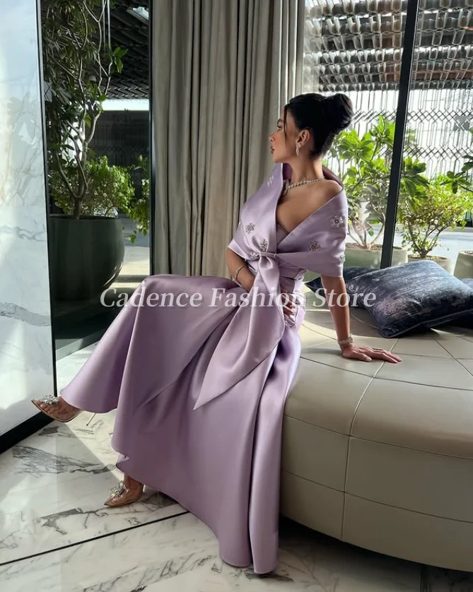 فساتين حفلة موسيقية عربية أنيقة بحورية البحر باللون الخزامى مخصصة فاخرة مطرزة في دبي فساتين سهرة رسمية للحفلات