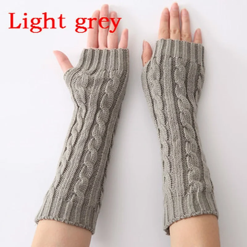 Guantes largos de punto sin dedos para mujer, manoplas cálidas para el brazo, flexibles, dedos descubiertos, manga larga sin dedos, 1 par