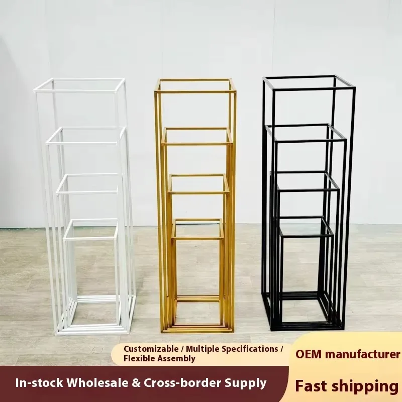 Hot-selling wrought iron square flower stand wedding rectangular geometric window display decorations holiday decoration