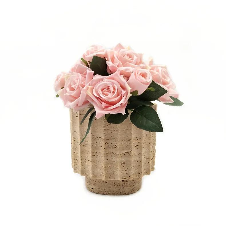 HZX Wholesale natural  stone Home Wedding retro Nordic gift artware Artificial Plants jarrones para decoracion floor vase