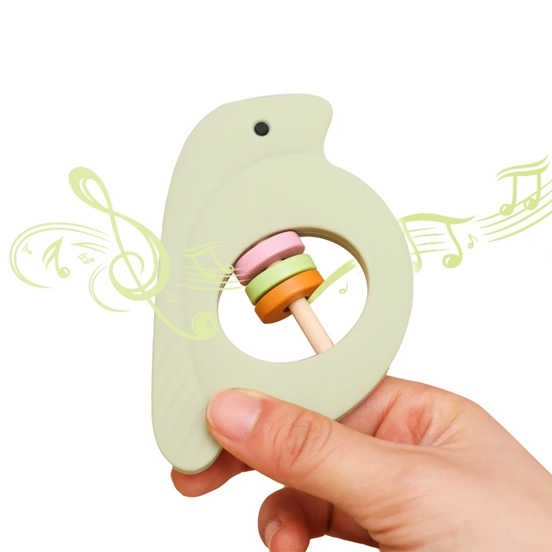 Baby Silicone Animal Rattle Cute Bird Handbells Toys BPA-Free Newborn Safe Teether Molar Toy Educational Children Rattles Gift