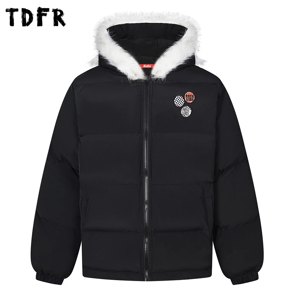 شارة مقنعين سترة مبطنة رجالي ريترو عادية شتاء سميكة طويلة الأكمام الرباط هيم مبطن سترة رجل ملابس خارجية #3