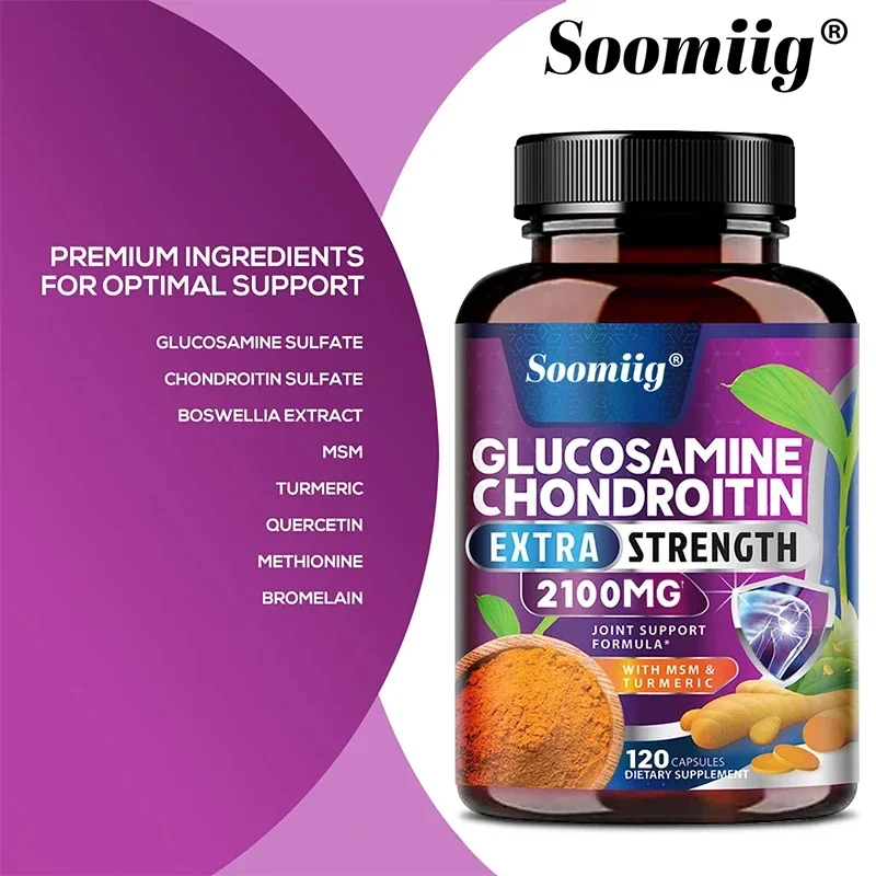 Glucosamine Extra Strength 2100MG, Chondroitin-Turmeric Natural Joint Support for Flexibility and Comfort