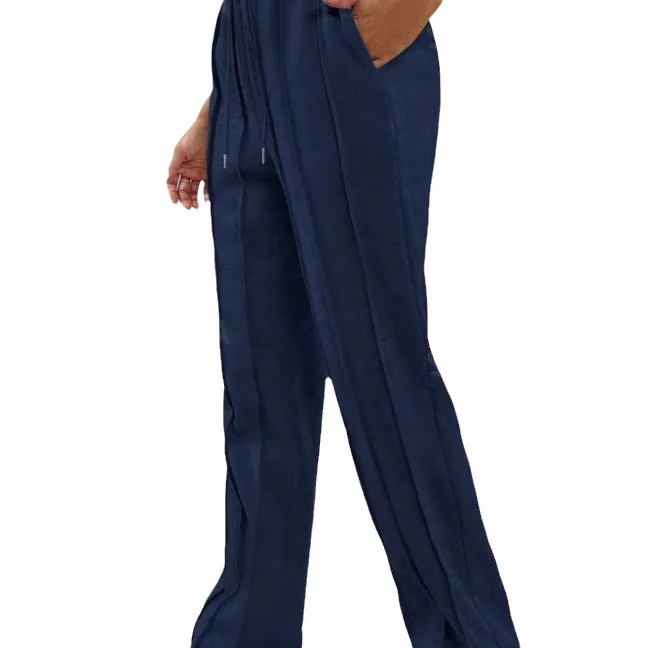 

Женские повседневные модные спортивные брюки с высокой талией, прямые, с вертикальными полосками, на шнурке, трансграничная женская одежда