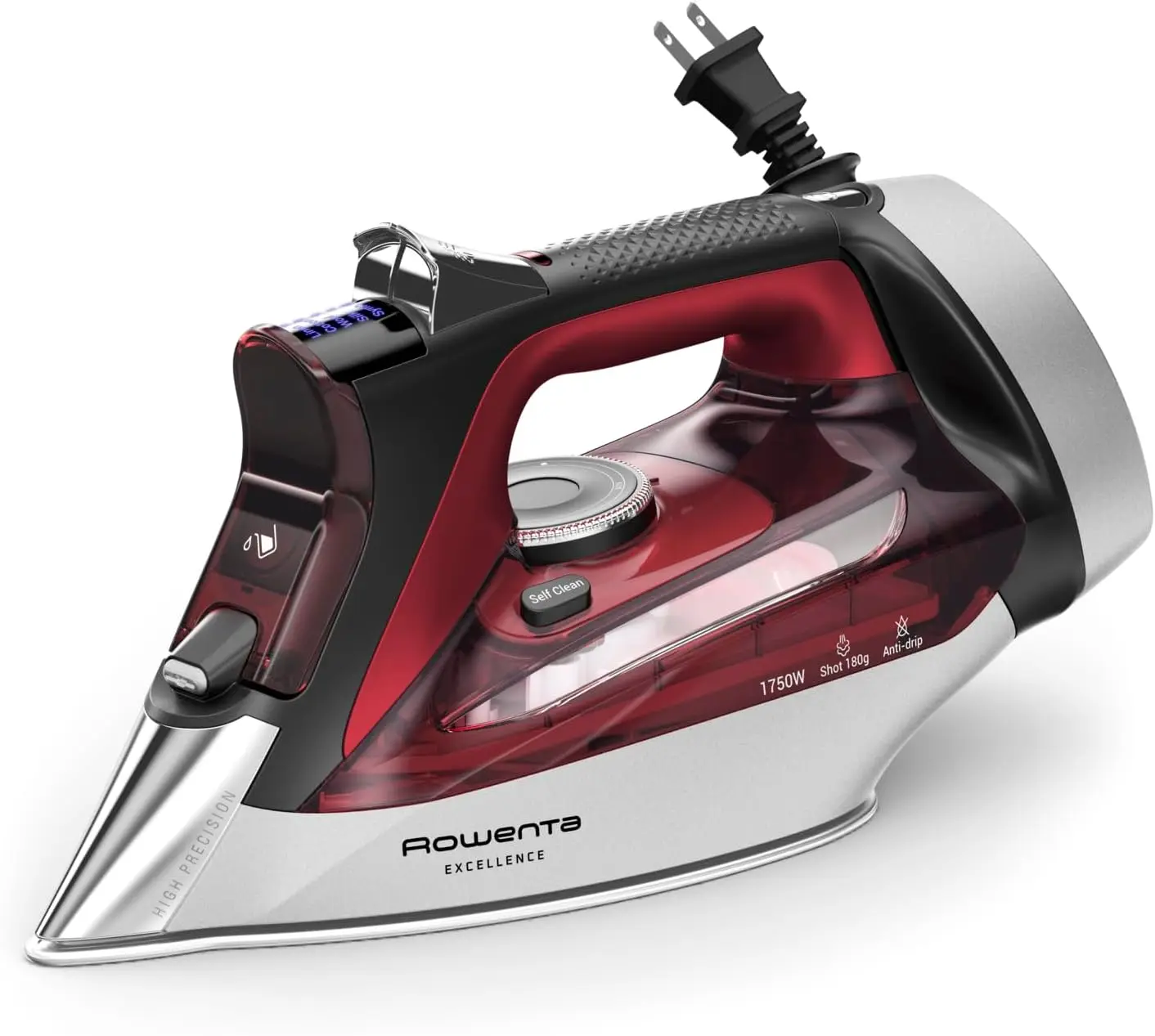 Mid-Size Steam Press Iron with Steam Burst and Multiple Fabric Settings, Black, 20.47 in L x 17.16 in W x 6.73 in H