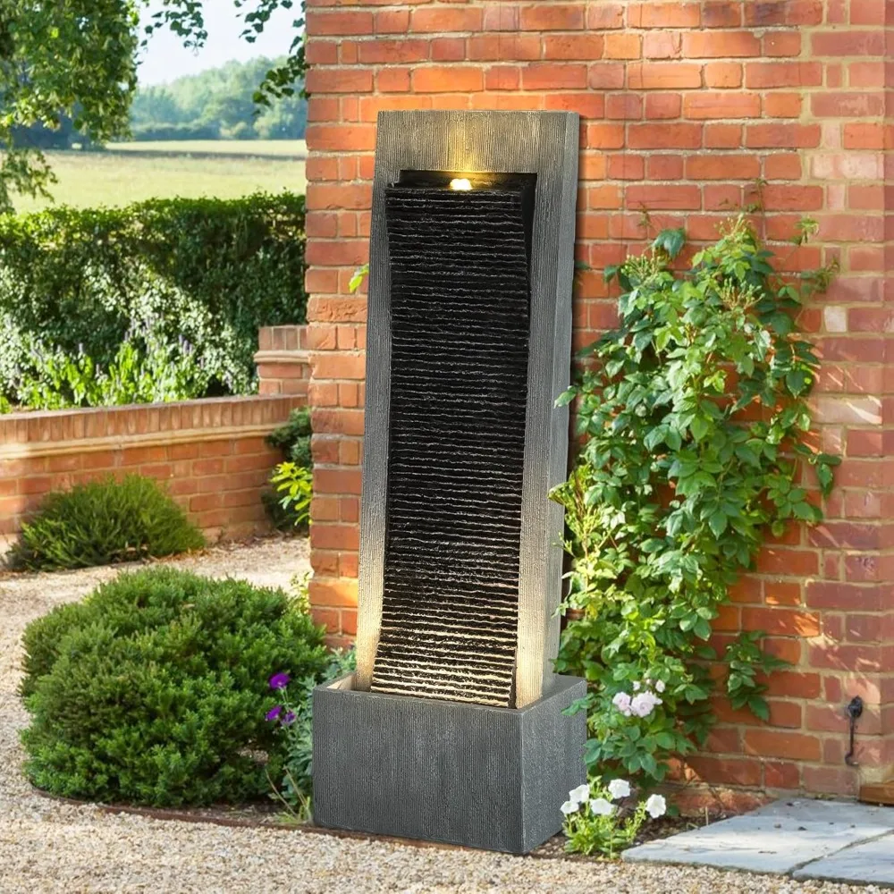 

TITIMO 49.6''H Cascading Rock Water Fountain Outdoor Garden Waterfall with Lights, Fountain Indoor Decor for Garden, Patio, Back