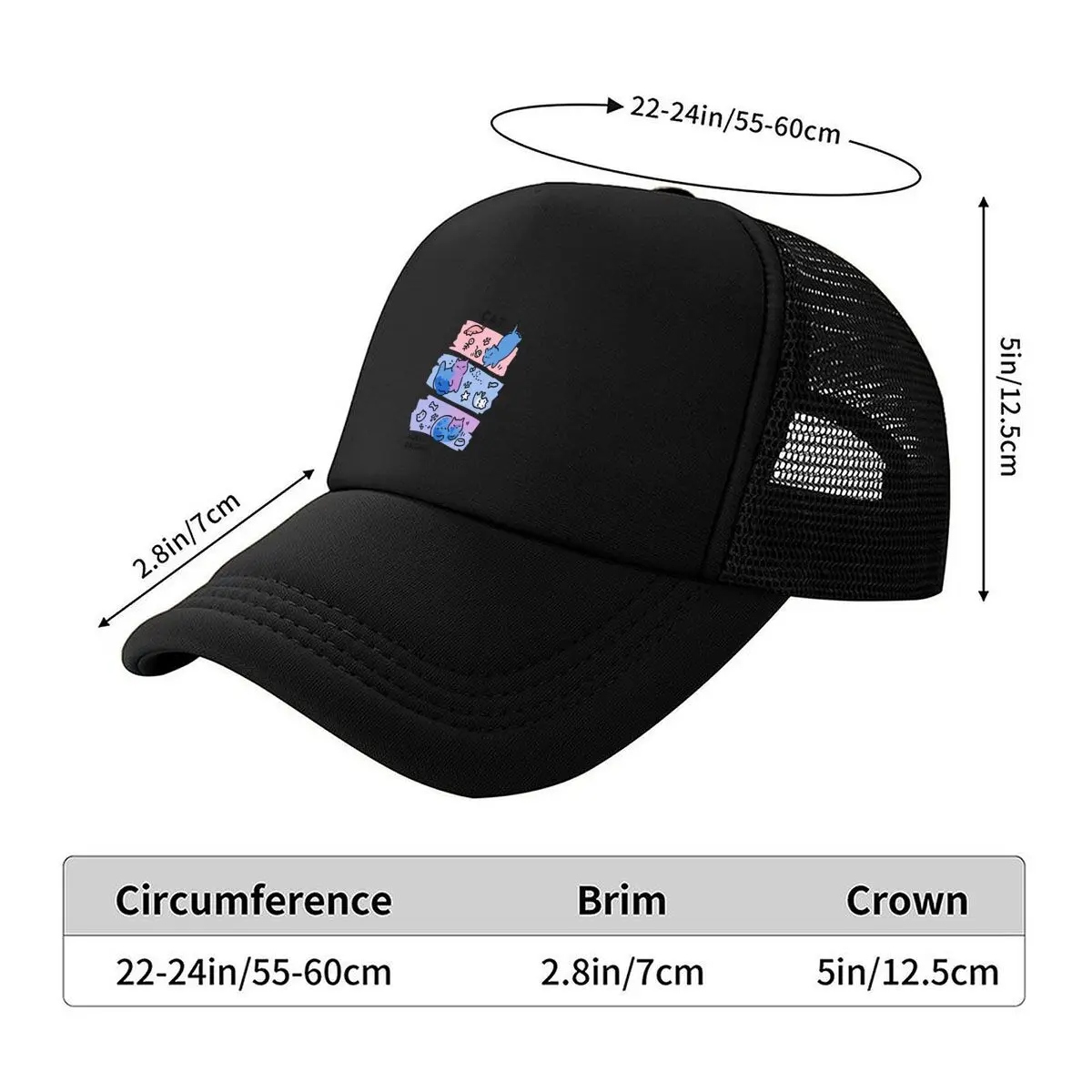 Cat Cats Paw Prints Fish Bone Yarn Star Yueyo Original Mesh Baseball Cap Hip Hop