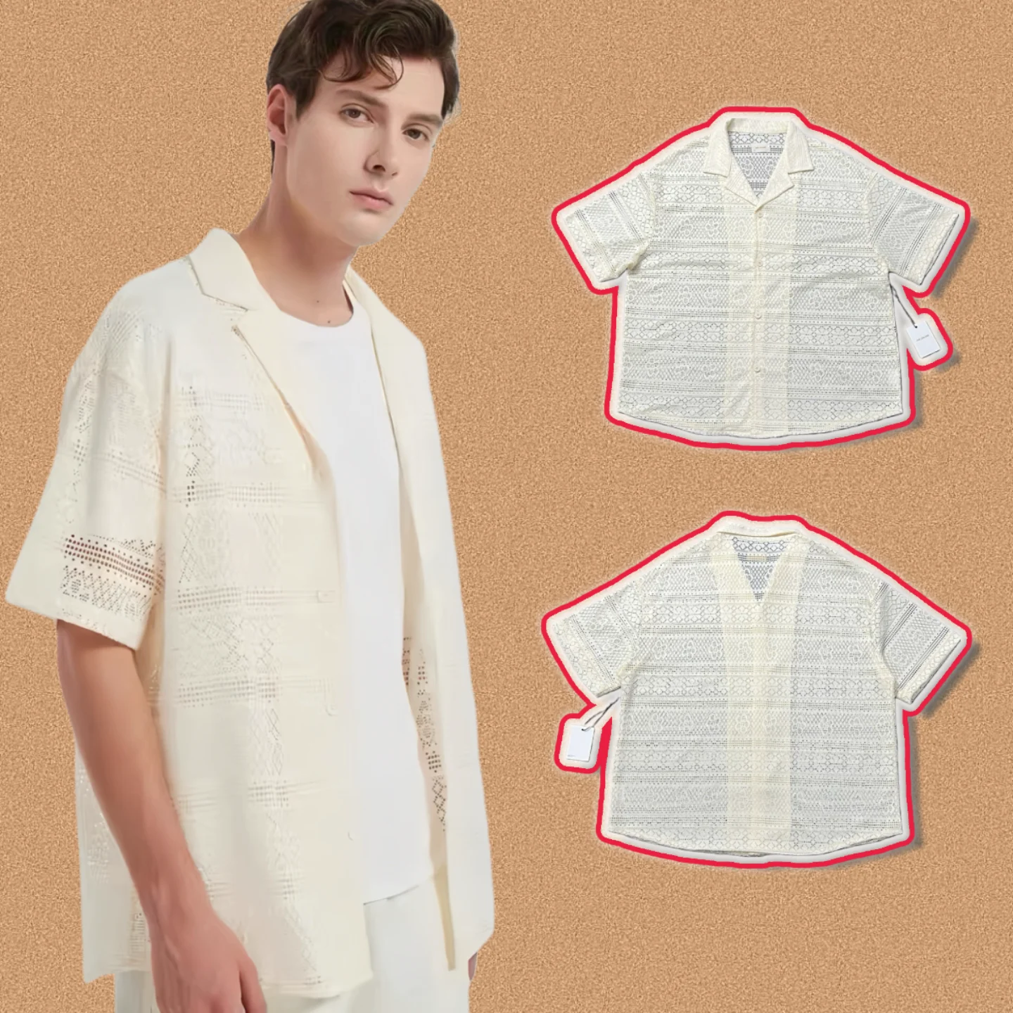 

Ald American Retro Mediterranean Sle Hollow out ort Sve irt Дышащий свободный крой из смеси хлопка Мужская повседневная одежда irt