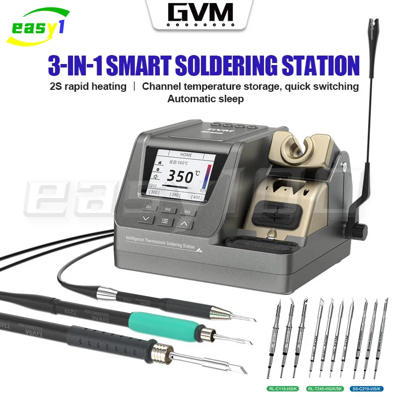 محطة لحام ذكية GVM H3 ، 2S تسخين سريع ، تدعم T245 ، T210 ، مقابض T115 ، إصلاح الهاتف المحمول ، آلة لحام BGA SMD