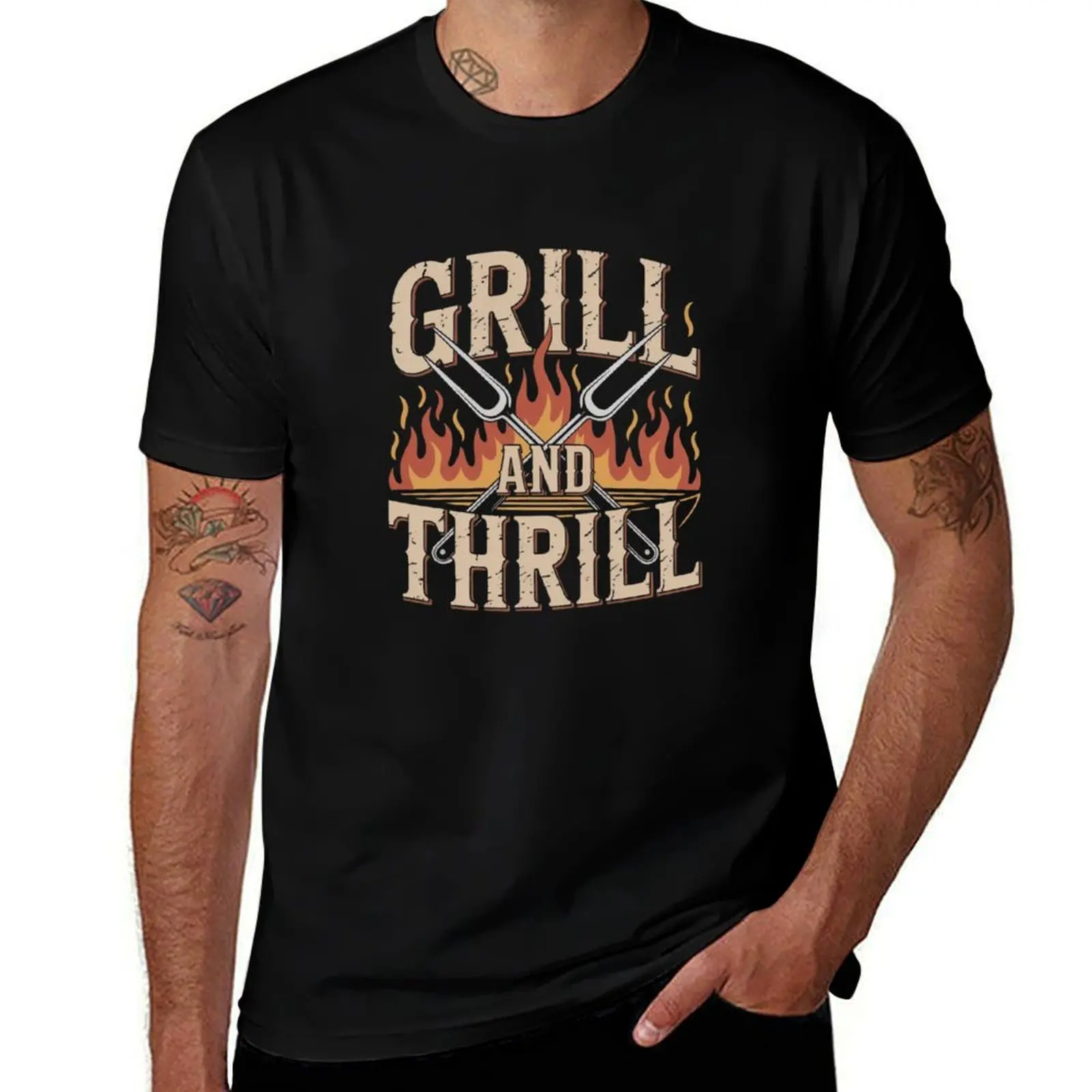 

Grill and Thrill BBQ Shirt for Dads and Outdoor Cooks T-Shirt blanks designer t shirt men