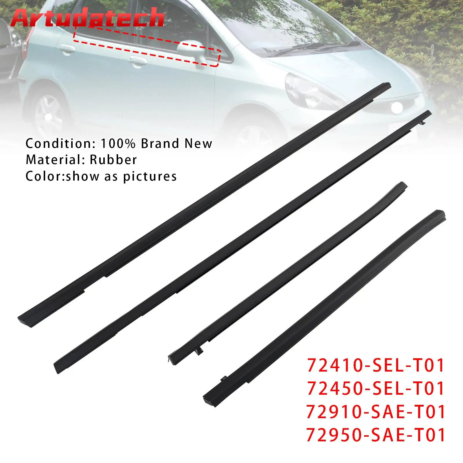 

Artudatech 4 шт. уплотнитель резиновый уплотнитель дверной ремень для Honda FIT JAZZ 1-го поколения 2001-2008