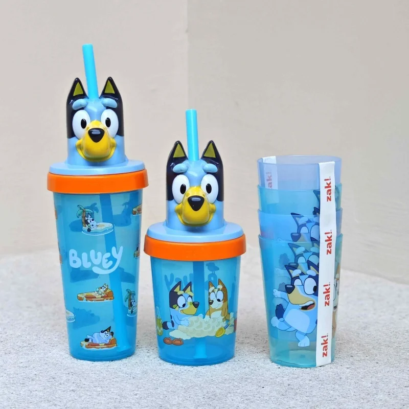Botella de agua con pajita dura de dibujos animados Original, Material Tritan sin Bpa, jarra de agua para niños, contenedor de bebidas ecológico