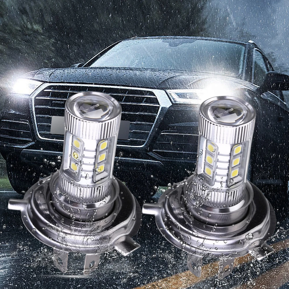 H4 Car Fog Light Bulb IP67 Waterproof Super White LED Headlight Bulb 6000-6500K High Low Beam LED Fog Lamp 4000LM 80W 12V