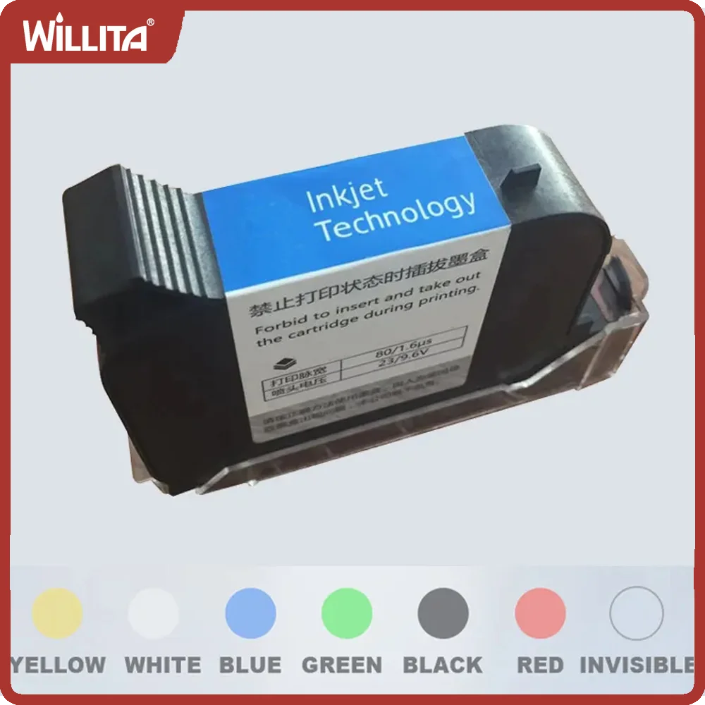 12.7mm Eco Solvent Ink Cartridge 2588 Black Thermal Handheld Printer Ink Cartridge For 600DPI Portable Expiry Date Inkjet Coder