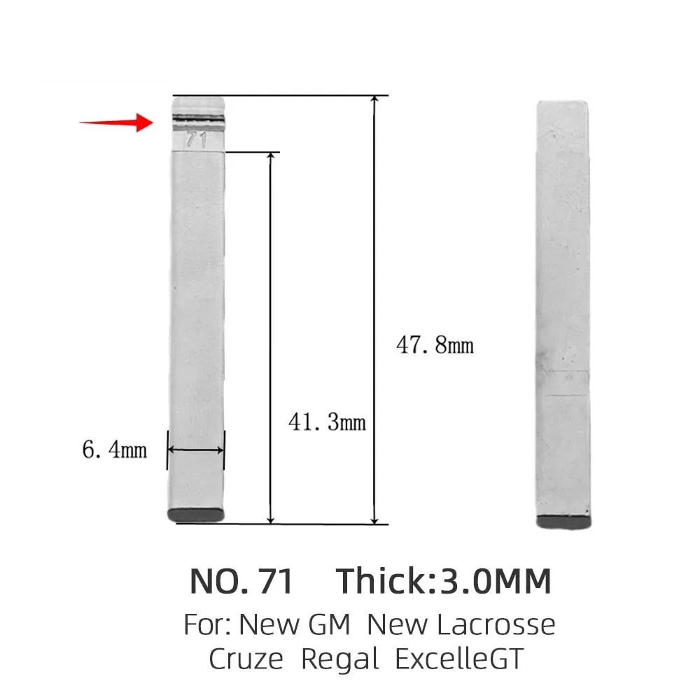 Lame de clé à distance vierge non coupée en métal universel, KD Xhorse, VVDI, JMD, GM, New Lacrosse Cruze, Regal Excelle, 100 pièces, #71