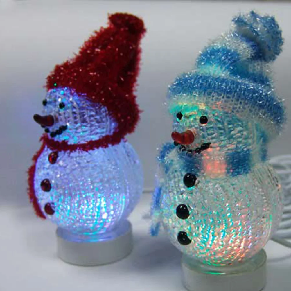 

2Pcs USB Snowman Night Light Charging Christmas Glowing Lamp Red Blue Bedroom Living Room Xmas Party Decoration