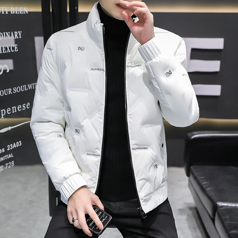 

Men's down Jacket Short Thickened Stand Collar Duck down Warm Outerwear Fashionable Urban Style Daily Wear Zipper Closure