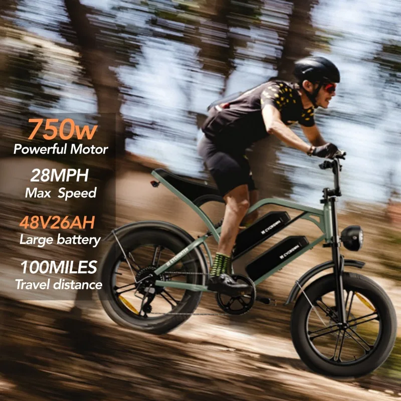 -26ah Electric Bike 48V 26Ah Dual Battery 28MPH Adult Ebike image 1