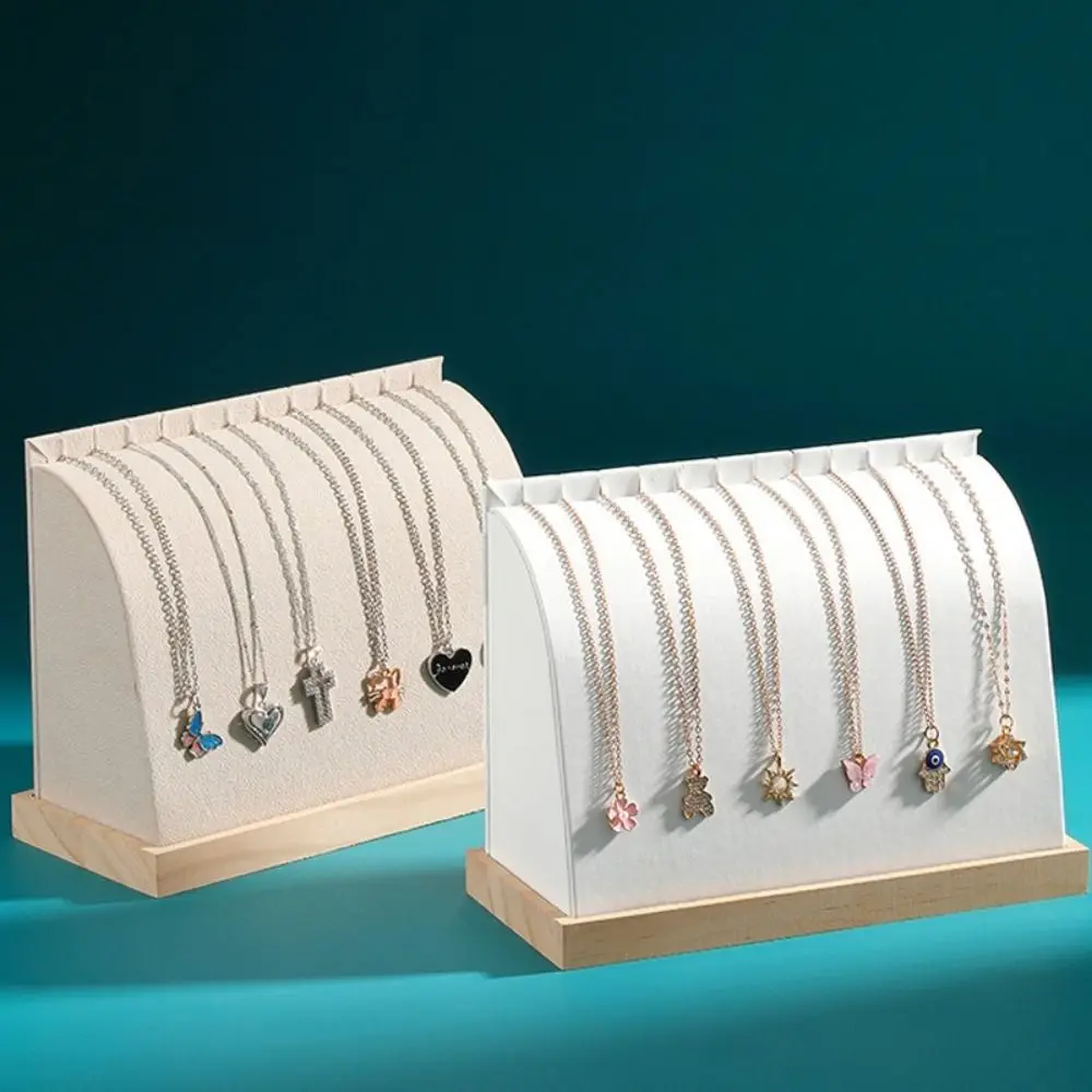 

PU/Velvet Surface Necklace Display Stand Fashion Multiple Easel Chain Pendant Storage Holder Solid Wood Base Large Size