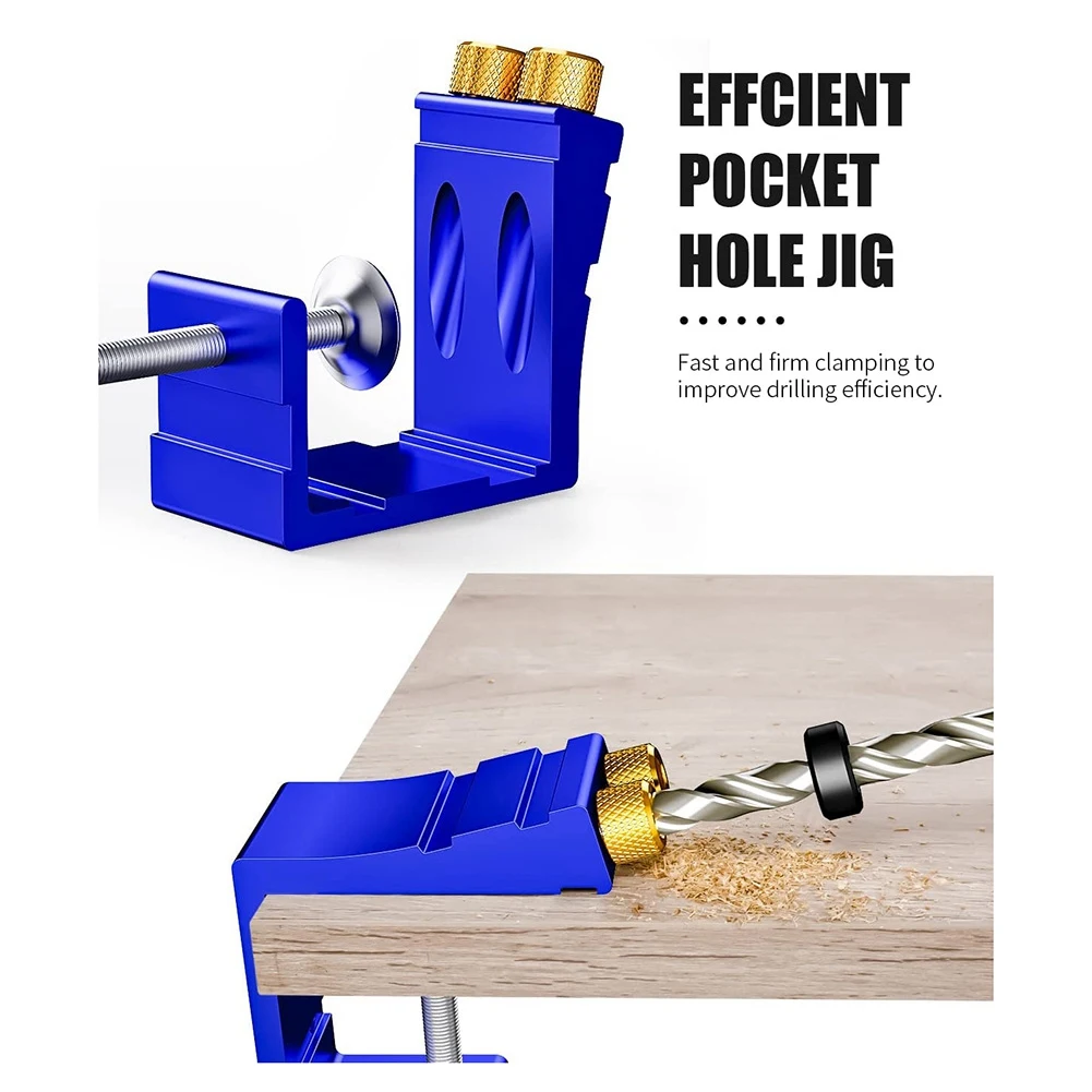 Pocket Hole Jig Kit, Pocket Hole Drill Guide Jig Set für 15 ° abgewinkelte Löcher, für Holz bearbeitungs winkel bohrungen a