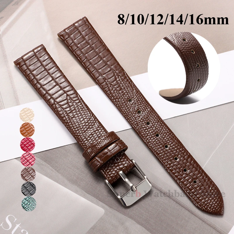 موضة سحلية الملمس الجلود حزام الساعات دبوس مشبك لينة مقاوم للماء حزام ساعة اليد للنساء والرجال 8 مللي متر 10 مللي متر 12 مللي متر 14 مللي متر 16 مللي متر