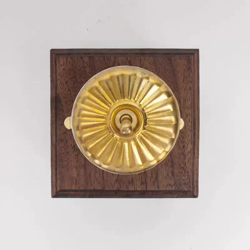 1 Gang 2 Way Retro Vintage Metal Gold Simple Hotel Round Porcelain Ceramic Light Lever Rocker Toggle Classical Wall Lamp Switch