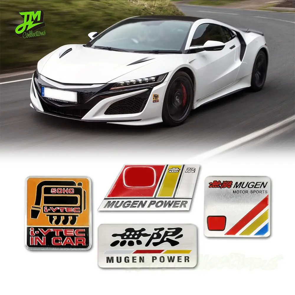 Car Stickers 3D Metal Mugen Power Trunk Front Hood Grille Badge Decal For Honda i-VTEC Civic Accord CRV City HRV Fit Accessories