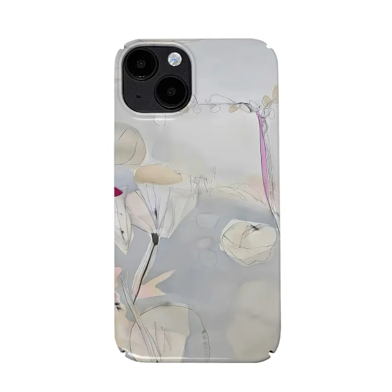 

Light Blue White Ink Wash Flower Phone Case for IPHONE 17 Air 16E 15 PROMAX 14 Plus 13 12 MINI 11 16Plus XR Acrylic Phone Cover