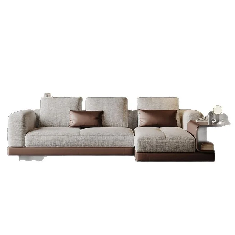Light luxury Italian cotton and linen art sofa living room new straight row small apartment sofa