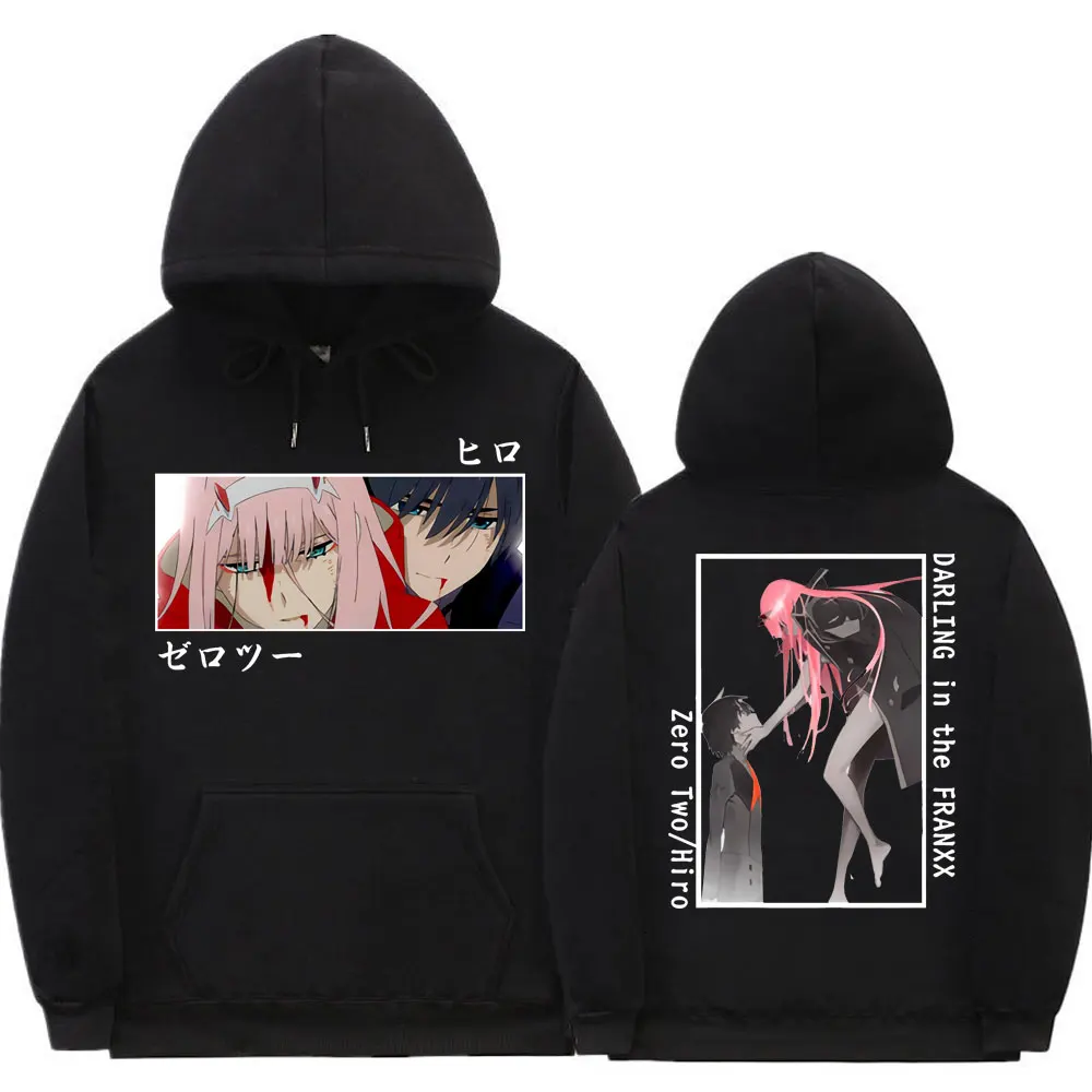 Japanese Anime Darling In The Franxx Zero Two Hiro Graphic Print Hoodie Men Women Plus Size Sweatshirts Casual Streetwear Tops