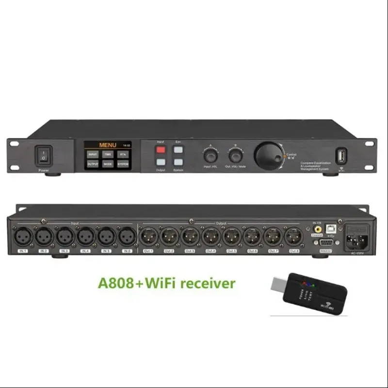 

Процессор A808: Профессиональный цифровой аудиопроцессор 8 входов/8 выходов, 32-битный DSP, 7-полосный эквалайзер, Wi-Fi, USB, без шумов