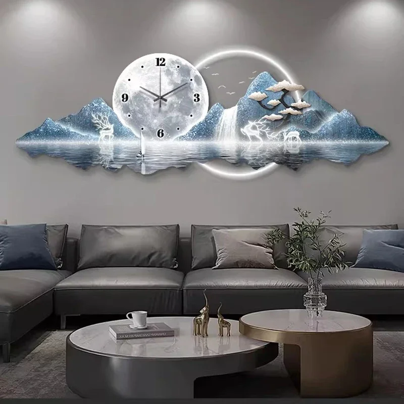 Luxury Large Wall Clocks Art Mural Led Silent Aesthetic Wall Watch Minimalist Creative Nordic Horloge Living Room Decoration