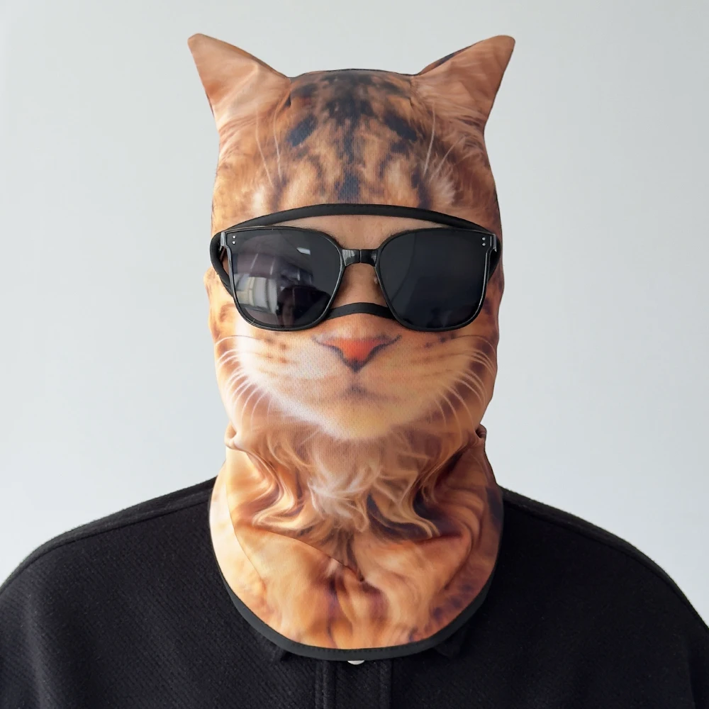 

3D Cat Design Summer Full Face & Neck Sun Protection Mask, Breathable and Quick-Dry, Ideal for Outdoor Cycling Helmet Liner
