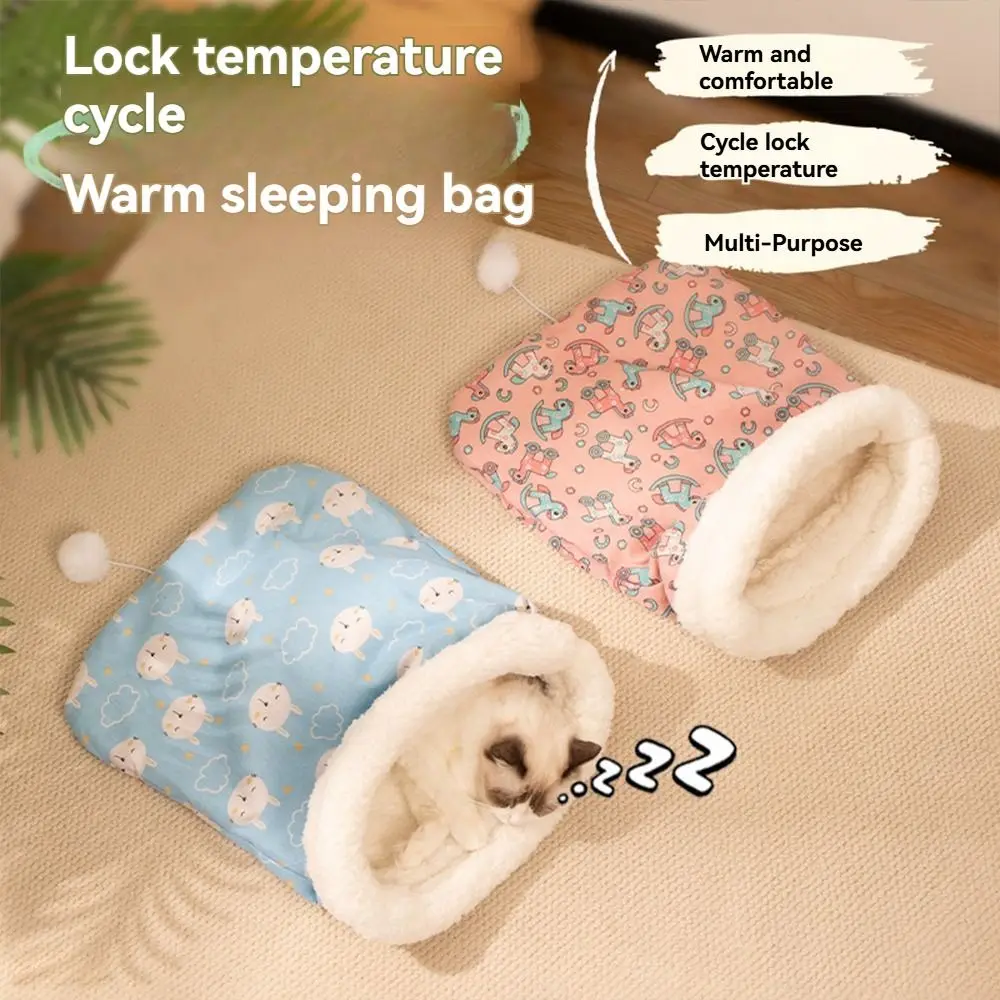 Comfortable Pet Snuggle Sack Cat Sleeping Bag Fleece Cotton With Ears Sleeping Bag Nest Pet Supplies Winter Cat Bed Cave