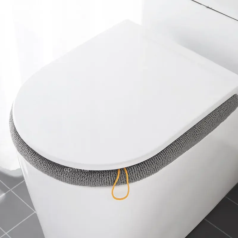 Soft Warm Washable Toilet Pad Cushion with Handle Winter Thicker Toilet Seat Cover Mat Bathroom Closestool Warmer Accessories