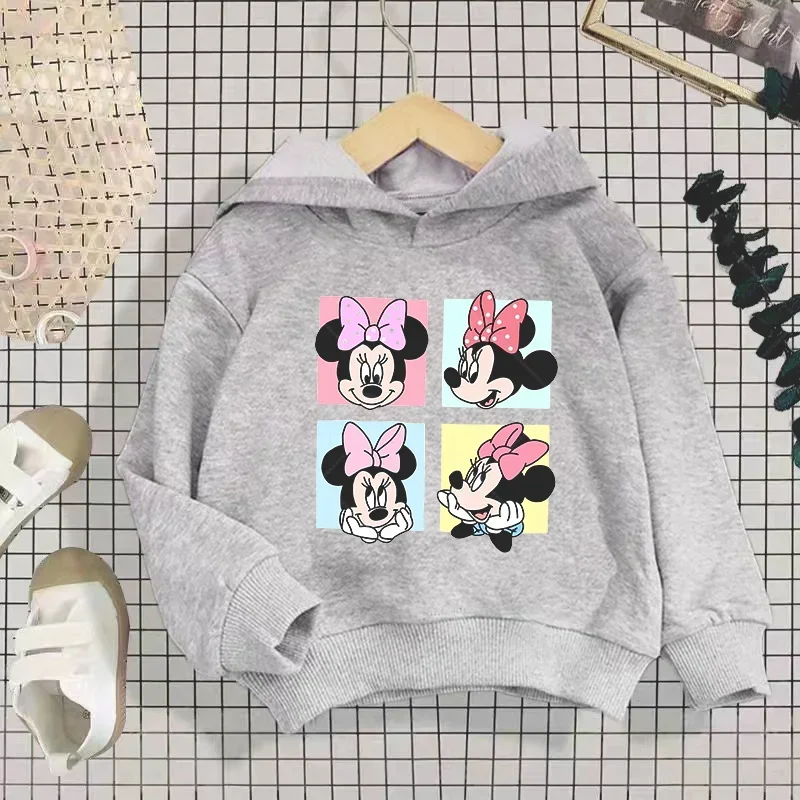 Kawaii Minnie Mouse Hoodie Kids Tracksuit Girls Clothing Cartoon Fashion Print Mickey Mouse Spring Fall Baby Boy Sweatshirt Tops