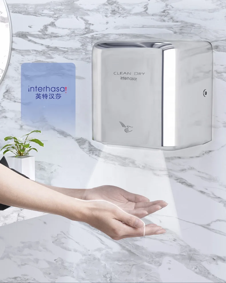 

Hot sell 304 Stainless Steel Shell Hot air High Speed Save Electricity Low Energy Consumption Automatic Power Hand Dryer for Hot