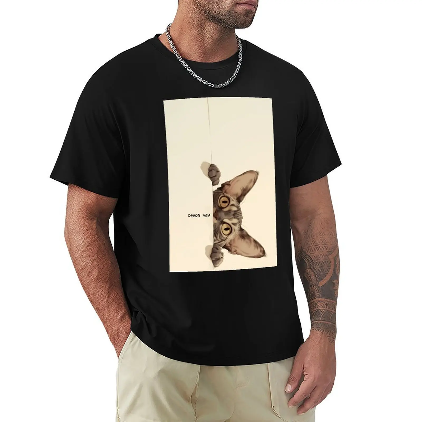 Peekaboo Devon Rex Cat T-Shirt Sun Block Outdoor T-Shirt
