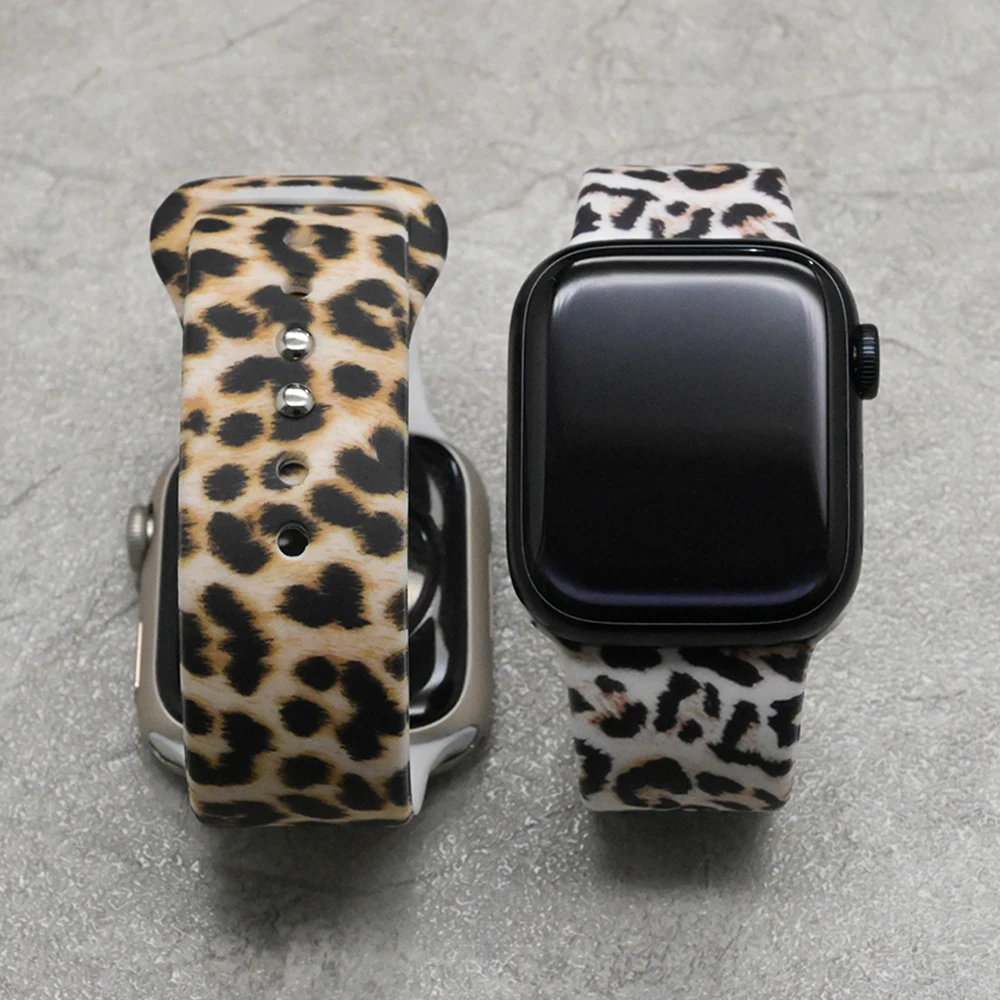 Silikonowy pasek w panterkę do Apple Watch Series 11 10 42mm 46mm 41mm 40mm 44mm 45mm Miękki pasek do Iwatch 9 8 7 6 5 4 3 SE3