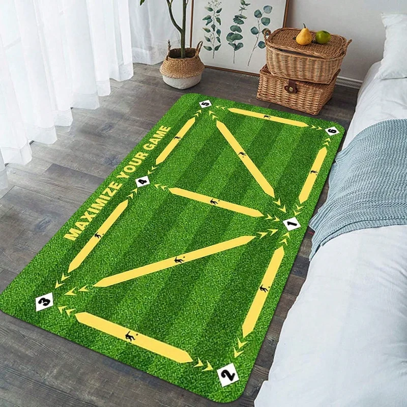 Newest Cartoon Soccer Field Game Area Rug, Football Toy Print Large Floor Carpet for Kids Playroom Boys Bedroom