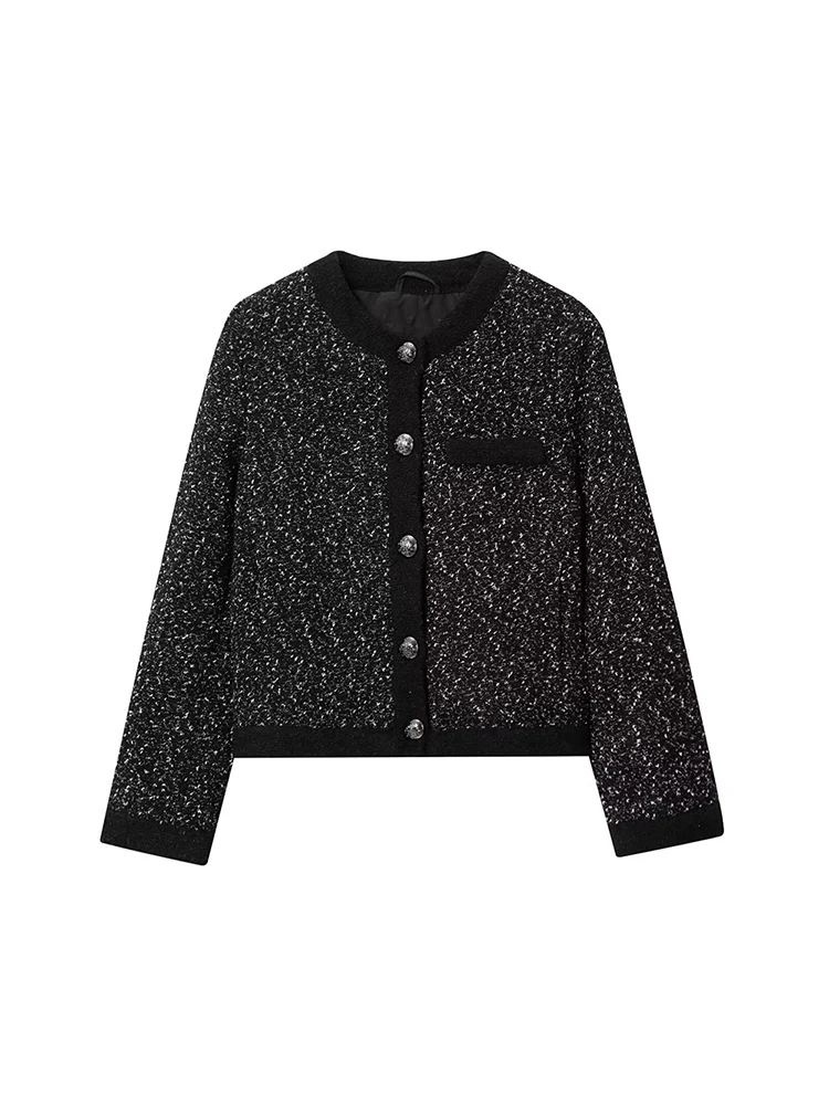 

Women's 2025 new fashion casual single breasted textured jacket Coat retro long sleeved side pocket women's Coat chic top