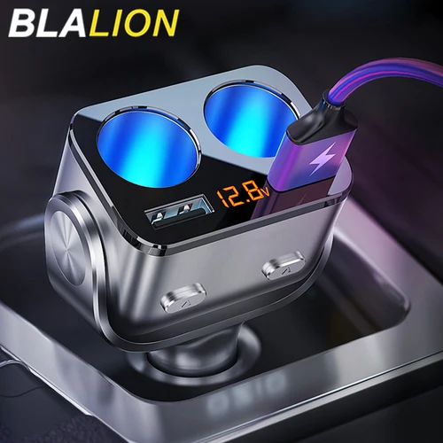 BLALION-Adaptador de enchufe para coche, encendedor de cigarrillos automático QC3.0, cargador rápido, USB Dual, divisor de enchufe multifunción, 12V, 66W