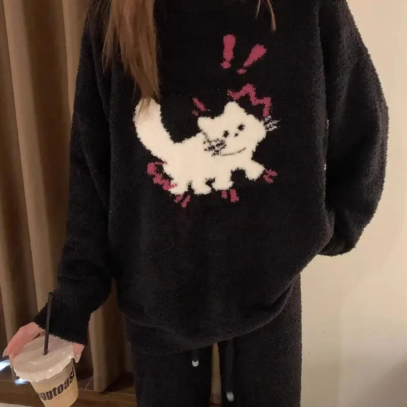 

Women's Clothing Pajama Set Homewear Long Sleeves Pants Two-Piece Set Autumn and Winter Thicken Comfortable Sweet Fashion