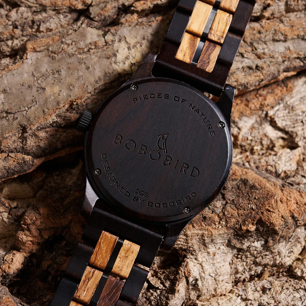 العلامة التجارية المخصصة ساعة خشب رجالية دروبشيبينغ موضة كرونوغراف كوارتز ساعة يد رياضية ساعة بوبو بيرد الجوز الساعات الخشبية
