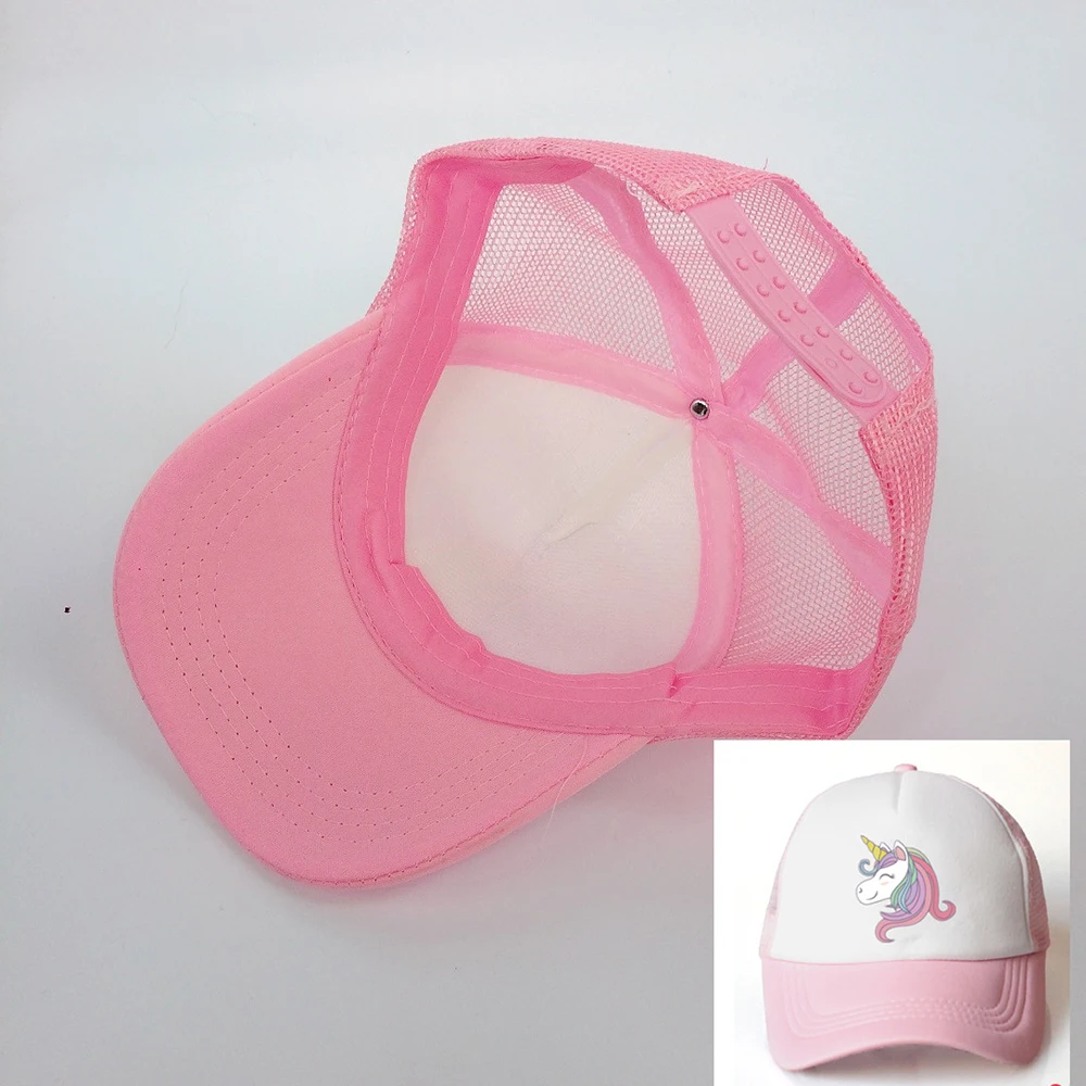 Baby Girl Hat Unicorn Accessories Pink Baseball Cap Summer Sun Truck Caps Outdoor Mesh Hats For Children Kids 3-8 Years