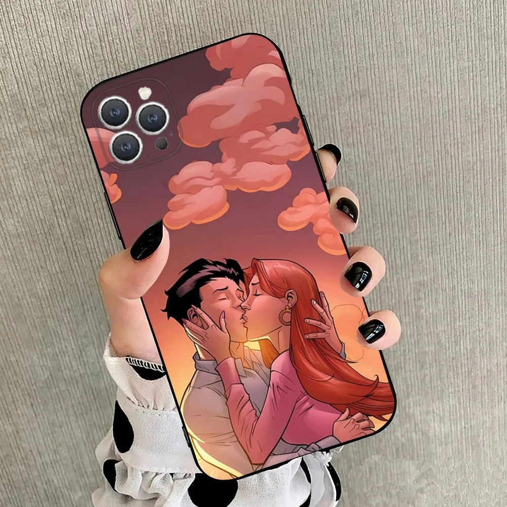 Cartoon I-Invincible   Phone Case For iPhone 15,14,13,12,11,Plus,Pro Max,XS,X,XR,SE,Mini,8,7 Soft Silicone Black Cover